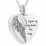 A Piece of My Heart Has Wings Urn Necklace