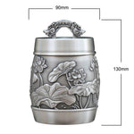 Hand Carved Beautiful Embossed Pure Tin 97% Lead Free Pewter Handmade Urn