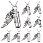 Pretty Rose Flower Angel Wing  Cremation Necklace
