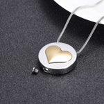 Lovely Heart Round Cremation  Urn Necklace