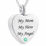 Heart Memorial Urn Necklace with Birthstone