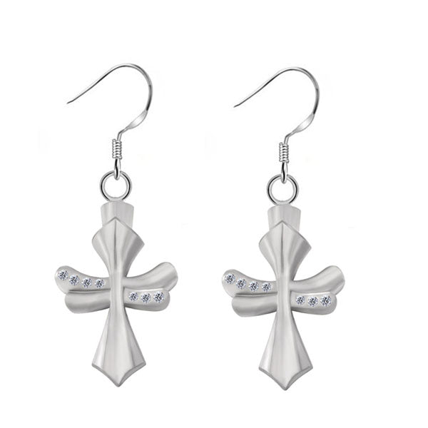 Simple Cross Cremation Earrings