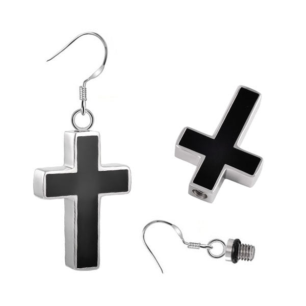 Simple Cross Cremation Earrings